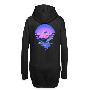 animaux marins, mammifères marins, poisson, poisson, océan, aileron - Sweat-shirt à capuche long Femme - noir - Dos