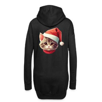 Katzengesicht Weihnachtsmann Nikolaus Katze Xmas - Hoodie-Kleid - Schwarz - Hinten