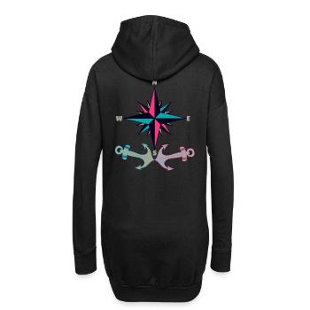 Anker Retro Vintage Ahoi Kompass Seefahrer Kapitän - Hoodie-Kleid - Schwarz - Hinten