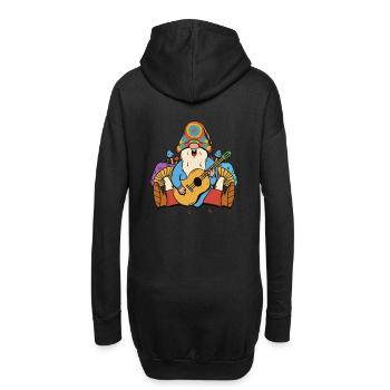 Hippie Gnome Nain Champignons Musique Musicien Guitare - Sweat-shirt à capuche long Femme - noir - Dos