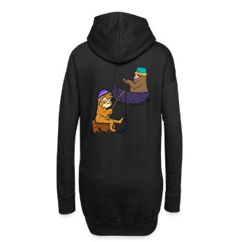 Faultiere Angler Fischen Fisch Angelrute Boot Kind - Hoodie-Kleid - Schwarz - Hinten