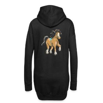 Pferd reiten Reiterin Reiter Kind Pony Ross Gaul - Hoodie-Kleid - Schwarz - Hinten