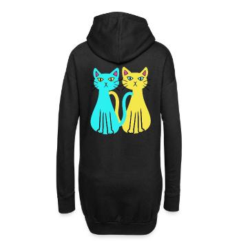 Ukraine, Chats domestiques, Chat, Ami des animaux, Bien-être animal - Sweat-shirt à capuche long Femme - noir - Dos