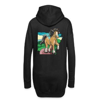 Pferd reiten Reiterin Reiter Kind Pony Ross Gaul - Hoodie-Kleid - Schwarz - Hinten