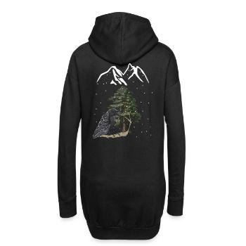 Berge Gebirge Winter Schnee Rabe Krähe Vogel - Hoodie-Kleid - Schwarz - Hinten