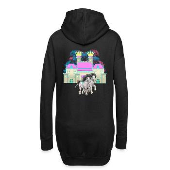 Schloss Märchen Pferd Könighaus König Mittelalter - Hoodie-Kleid - Schwarz - Hinten