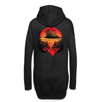 Drachen Südsee Insel Fantasy Sonnenuntergang Dämon - Hoodie-Kleid - Schwarz - Hinten