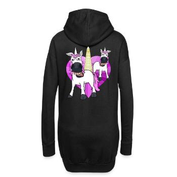 Einhörner Herz Einhorn Fabelwesen Geburtstag Kind - Hoodie-Kleid - Schwarz - Hinten