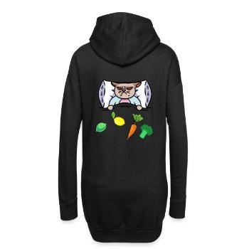 Chat Grippe Lit Vitamines Santé Malade - Sweat-shirt à capuche long Femme - noir - Dos