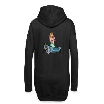 Nixe maritim Meerjungfrau Boot Fabelwesen Märchen - Hoodie-Kleid - Schwarz - Hinten