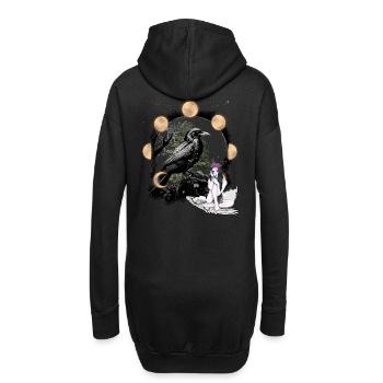 Rabe Mädchen Fantasy Dark Mond Natur Okkult - Hoodie-Kleid - Schwarz - Hinten
