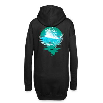 baleine, océan, poisson, poisson, mammifères marins - Sweat-shirt à capuche long Femme - noir - Dos