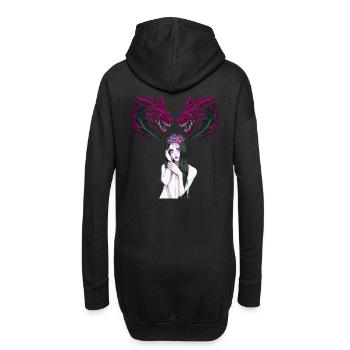 Mädchen Frau Drachen Fantasy Fabel Fabelwesen - Hoodie-Kleid - Schwarz - Hinten
