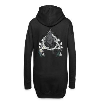 Forêt Animaux Oiseau Corbeau Fleurs Nature Corbeau Sombre - Sweat-shirt à capuche long Femme - noir - Dos