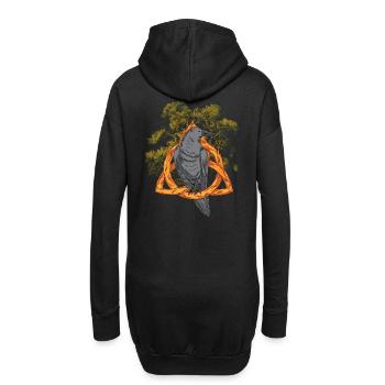 Forêt Animaux Oiseau Corbeau Fleurs Nature Corbeau Sombre - Sweat-shirt à capuche long Femme - noir - Dos