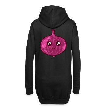 Oignon rouge légumes épices kawai cuisine visage - Sweat-shirt à capuche long Femme - noir - Dos