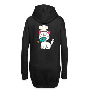 Katze Fisch Koch Kochkunst Hobbykoch Katzen Fische - Hoodie-Kleid - Schwarz - Hinten
