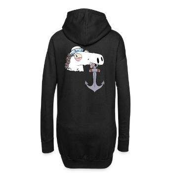 Hippocampe ancre marin maritime Ahoy capitaine cheval - Sweat-shirt à capuche long Femme - noir - Dos