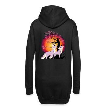 Fuchs Wildtier Wildnis Natur Blume Füchse Fantasy - Hoodie-Kleid - Schwarz - Hinten