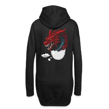 Drache Drachen Ei Eier Fantasy Fabelwesen Fabel - Hoodie-Kleid - Schwarz - Hinten
