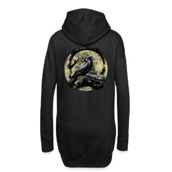 Lune, Corbeau, Corbeau, Oiseau, Occulte, Spirituel - Sweat-shirt à capuche long Femme - noir - Dos