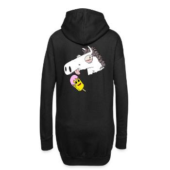 Cheval, Été, Crème Glacée, Faim, Grignotage, Rafraîchissement - Sweat-shirt à capuche long Femme - noir - Dos