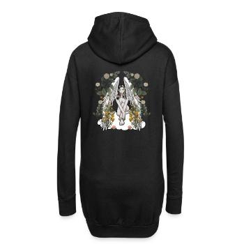 Engel Natur Blumen Flora Botanik Frühling Retro - Hoodie-Kleid - Schwarz - Hinten