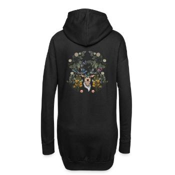 Tête de cerf printemps nature fleurs bois de cerf - Sweat-shirt à capuche long Femme - noir - Dos