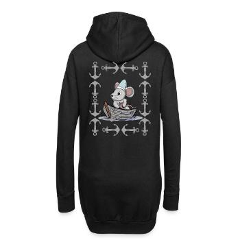 Souris rétro Vintage ancre marin maritime Ahoy - Sweat-shirt à capuche long Femme - noir - Dos