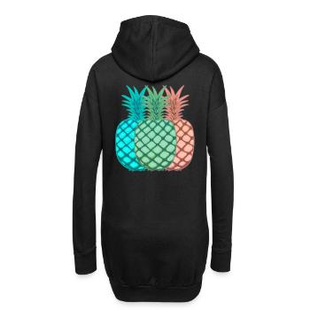 Ananas Retro Vintage 80er Old school Frücht - Hoodie-Kleid - Schwarz - Hinten