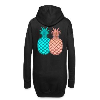 Ananas Obst Retro Vintage Früchte 80er exotisch - Hoodie-Kleid - Schwarz - Hinten