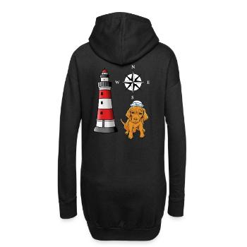 phoque maritime marin chien marin phare - Sweat-shirt à capuche long Femme - noir - Dos