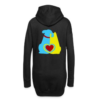 Tierfreund Tierschutz Haustiere Herz Hund Katze - Hoodie-Kleid - Schwarz - Hinten