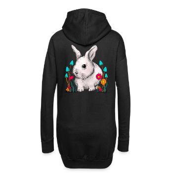 Bois, Lapin, Lapin, Fleurs, Nature, La Faune - Sweat-shirt à capuche long Femme - noir - Dos