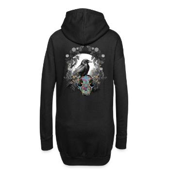 Dark Fantasy Krähe Schädel Knochen Horror Waldtier - Hoodie-Kleid - Schwarz - Hinten