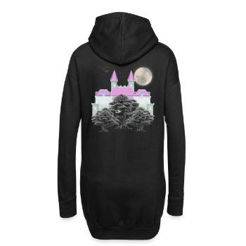 Rétro Vintage château de conte de fées lune forêt château - Sweat-shirt à capuche long Femme - noir - Dos
