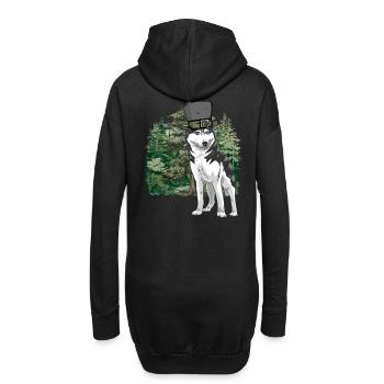Husky Hunde Hund Wald Wildnis Fantasy Wolf - Hoodie-Kleid - Schwarz - Hinten