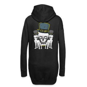 Crâne Crâne Husky Chiens Loup Halloween - Sweat-shirt à capuche long Femme - noir - Dos