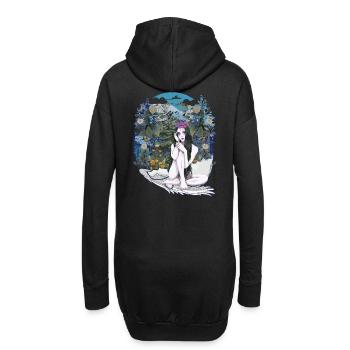 Elfe Fee Natur Fantasy Eierschale Wald Vintage - Hoodie-Kleid - Schwarz - Hinten