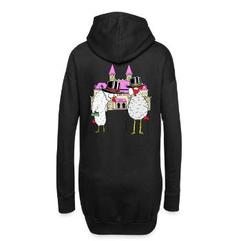 Schloss Huhn Hühner königlich Federvieh Burg - Hoodie-Kleid - Schwarz - Hinten