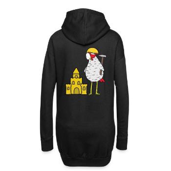 Handwerker Huhn Sandburg Baustelle bauen Bauherr - Hoodie-Kleid - Schwarz - Hinten