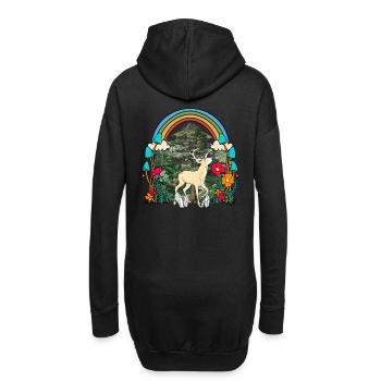 Waldtiere Waldbewohner Hirsch Rehbock Reh Kind - Hoodie-Kleid - Schwarz - Hinten