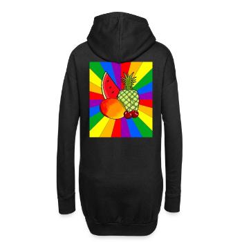 Regenbogen Sommer Früchte Obst Vegetarisch - Hoodie-Kleid - Schwarz - Hinten