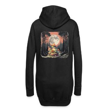 Waldtier Frosch Musikant Banjo Gitarre Musik Wald - Hoodie-Kleid - Schwarz - Hinten
