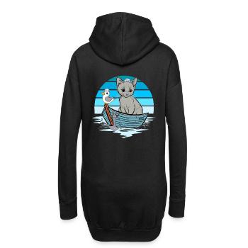 Kätzchen Möwe Seefahrer Matrose Boot - Hoodie-Kleid - Schwarz - Hinten