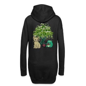 Grenouille, Chat, Nature, Amis - Sweat-shirt à capuche long Femme - noir - Dos