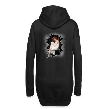 Fille Émotions Sentiments Dépression Deuil - Sweat-shirt à capuche long Femme - noir - Dos
