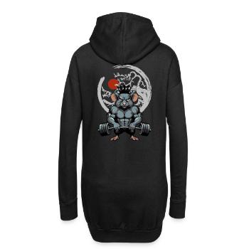 Nager Maus Ratte Muskeln Training - Hoodie-Kleid - Schwarz - Hinten