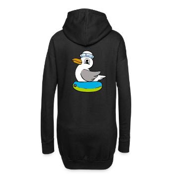 Möwe Schwimmring maritim Matrose Seemann - Hoodie-Kleid - Schwarz - Hinten