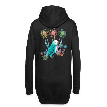 Natur Blumen Papagei Vogel Wildnis - Hoodie-Kleid - Schwarz - Hinten